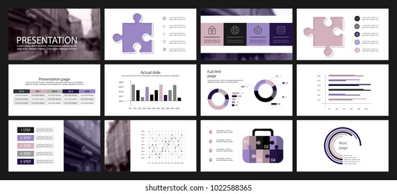 This template is the best as a business presentation, used in marketing and advertising, flyer and banner, the annual report. Pink, purple and black elements on a dark grey background
