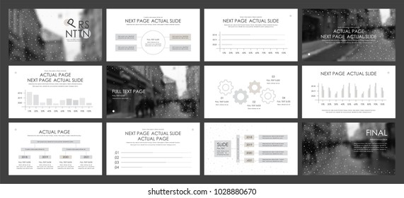 This template is the best as a business presentation, used in marketing and advertising, flyer and banner, the annual report. Grey and black elements on a dark grey background
