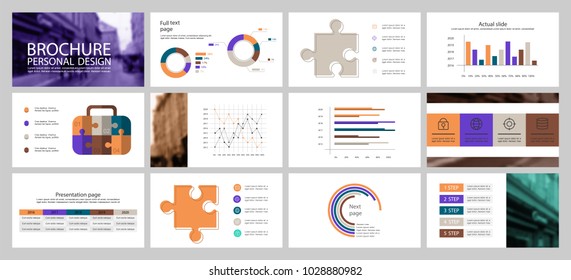 This template is the best as a business presentation, used in marketing and advertising, flyer and banner, the annual report. Orange, brown, turquoise, purple and black elements on a dark grey backgro