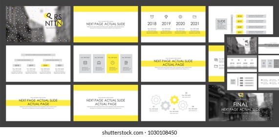 This template is the best as a business presentation, used in marketing and advertising, flyer and banner, the annual report. Yellow and black elements on a dark grey background
