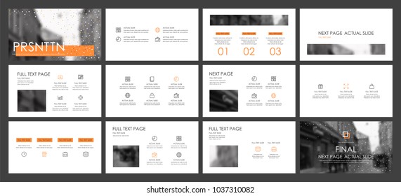 This template is the best as a business presentation, used in marketing and advertising, flyer and banner, the annual report. Yellow and black elements on a dark grey background
