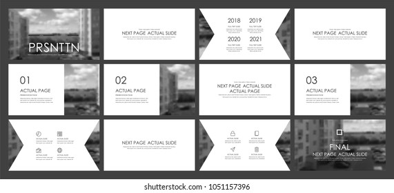 This template is the best as a business presentation, used in marketing and advertising, flyer and banner, the annual report. White and black elements on a dark grey background
