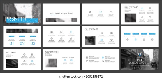 This template is the best as a business presentation, used in marketing and advertising, flyer and banner, the annual report. Blue and black elements on a dark grey background
