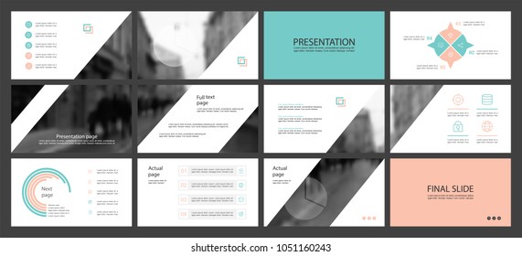 This template is the best as a business presentation, used in marketing and advertising, flyer and banner, the annual report. Blue, pink and black elements on a dark grey background
