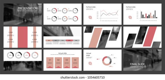 This template is the best as a business presentation, used in marketing and advertising, flyer and banner, the annual report. Pink and black elements on a dark grey background
