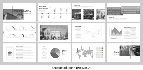 This template is the best as a business presentation, used in marketing and advertising, flyer and banner, the annual report. Grey and black elements on a dark grey background
