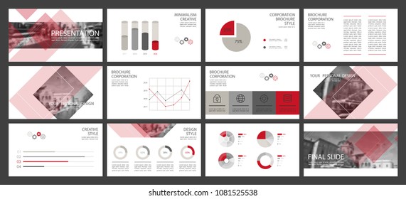 This template is the best as a business presentation, used in marketing and advertising, flyer and banner, the annual report. Red elements on a dark grey background