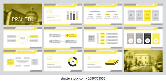 This template is the best as a business presentation, used in marketing and advertising, flyer and banner, the annual report. Yellow elements on a dark grey background