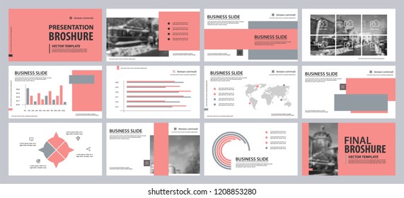 This template is the best as a business presentation, used in marketing and advertising, flyer and banner, the annual report. Grey and pink elements on a grey background