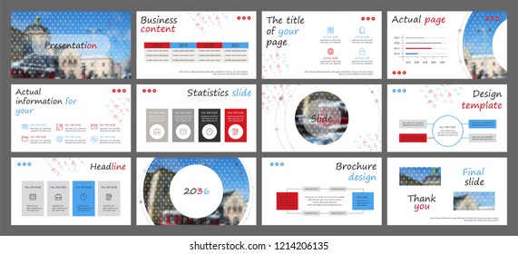 This template is the best as a business presentation, used in marketing and advertising, flyer and banner, the annual report. Grey, red and black elements on a dark grey background
