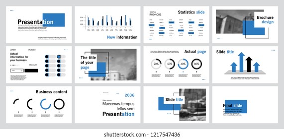 This template is the best as a business presentation, used in marketing and advertising, flyer and banner, the annual report. Blue and black elements on a dark grey background
