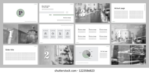 This template is the best as a business presentation, used in marketing and advertising, flyer and banner, the annual report. Grey, purple, marsh and black elements on a dark grey background
