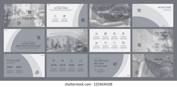 This template is the best as a business presentation, used in marketing and advertising, flyer and banner, the annual report. Grey, blue and black elements on a dark grey background
