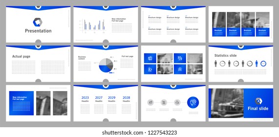 This template is the best as a business presentation, used in marketing and advertising, flyer and banner, the annual report. Grey, blue and black elements on a dark grey background
