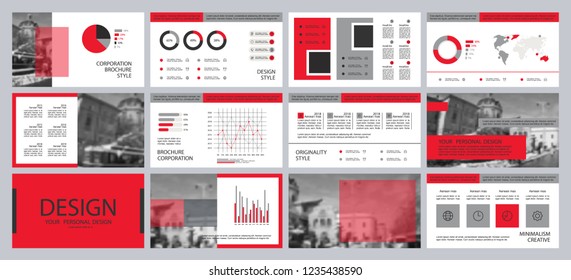 This template is the best as a business presentation, used in marketing and advertising, flyer and banner, the annual report. Grey, red and black elements on a dark grey background
