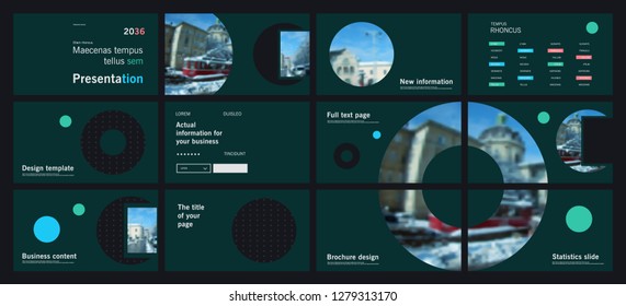 This template is the best as a business presentation, used in marketing and advertising, flyer and banner, the annual report. Grey, color and black elements on a dark grey background
