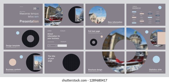 This template is the best as a business presentation, used in marketing and advertising, flyer and banner, the annual report. Grey and black elements on a dark grey background
