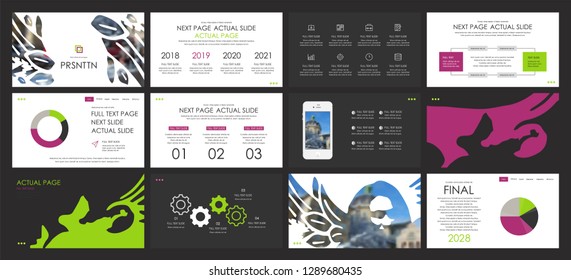 This template is the best as a business presentation, used in marketing and advertising, flyer and banner, the annual report. Grey and black elements on a dark grey background
