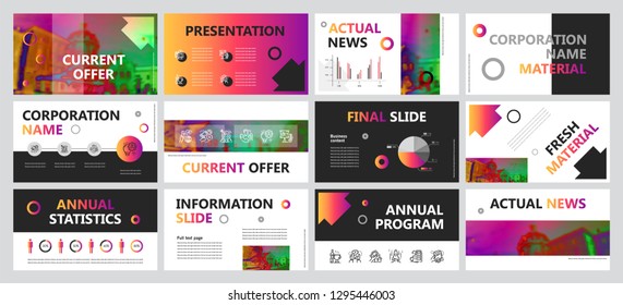 This template is the best as a business presentation, used in marketing and advertising, flyer and banner, the annual report. Elements on a dark grey background