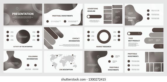 This template is the best as a business presentation, used in marketing and advertising, flyer and banner, the annual report. Grey and black elements on a dark grey background

