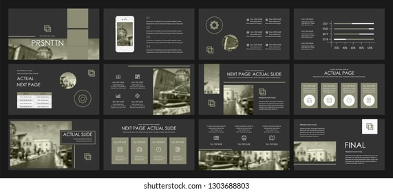 This template is the best as a business presentation, used in marketing and advertising, flyer and banner, the annual report. Elements on a dark grey background