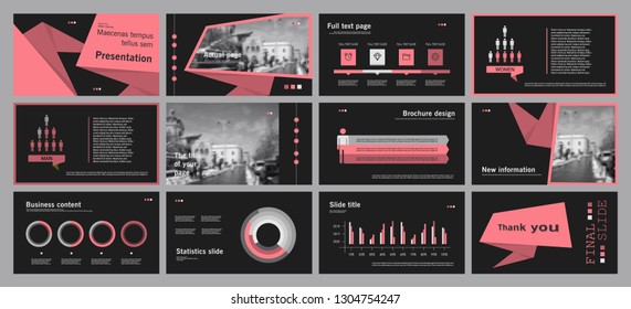 This template is the best as a business presentation, used in marketing and advertising, flyer and banner, the annual report. Elements on a dark grey background