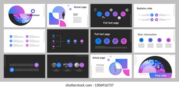 This template is the best as a business presentation, used in marketing and advertising, flyer and banner, the annual report. Elements on a dark grey background