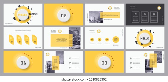 This template is the best as a business presentation, used in marketing and advertising, flyer and banner, the annual report. Elements on a dark grey background