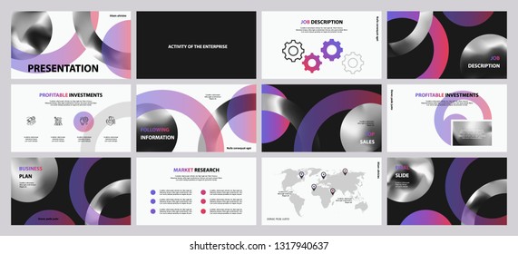 This template is the best as a business presentation, used in marketing and advertising, flyer and banner, the annual report. Grey and black elements on a dark grey background
