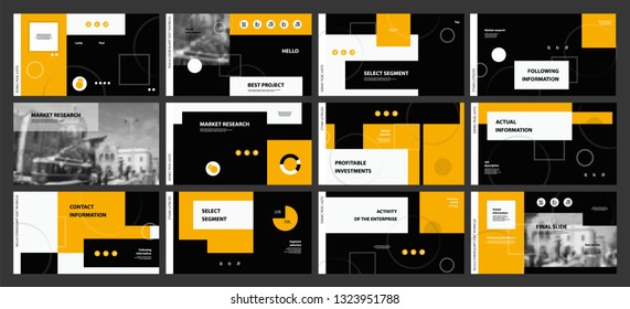 This template is the best as a business presentation, used in marketing and advertising, flyer and banner, the annual report. Elements on a dark grey background