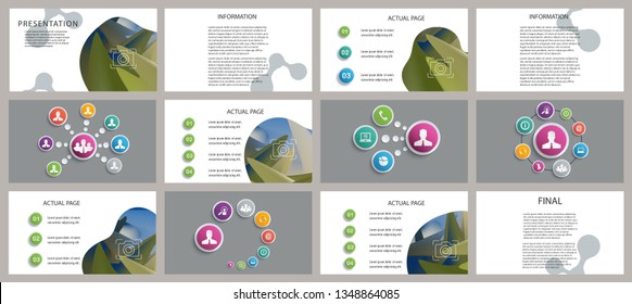This template is the best as a business presentation. Elements for slide presentations on a white background. Flyer, brochure, corporate report, marketing, advertising, annual report, banner
