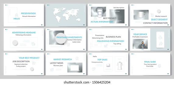 This template is the best as a business presentation, used in marketing and advertising, flyer and banner, the annual report. Grey and black elements on a dark grey background
