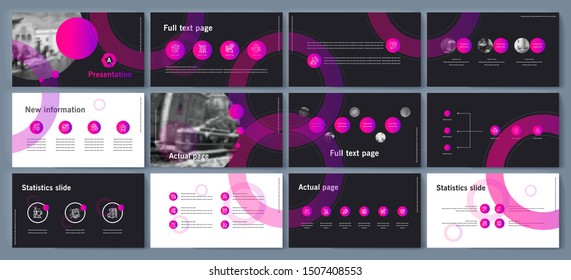 This template is the best as a business presentation, used in marketing and advertising, flyer and banner, the annual report. Grey and black elements on a dark grey background
