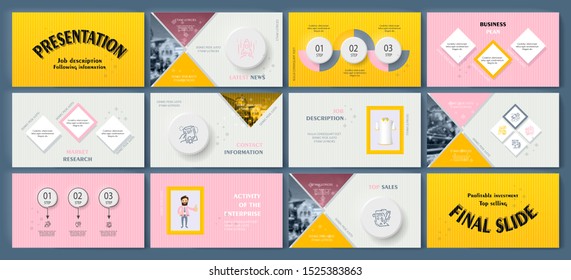 This template is the best as a business presentation, used in marketing and advertising, flyer and banner, the annual report. Grey and black elements on a dark grey background

