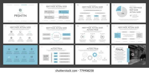 Este modelo é o melhor como uma apresentação de negócios, usado em marketing e publicidade, folheto e banner, o relatório anual. Elementos azuis e cinzentos sobre um fundo cinzento escuro