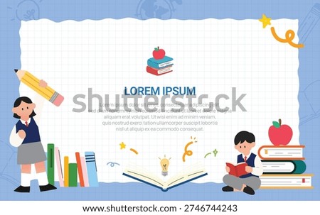 This is a template design of what students look like when reading a book.