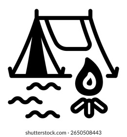 This Tent icon is suitable for Camping, Outdoor Activity, Summer Vacation, etc