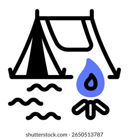 This Tent icon is suitable for Camping, Outdoor Activity, Summer Vacation, etc