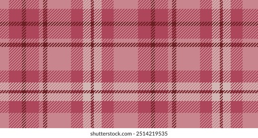 Dieses textile Design zeigt ein nahtloses Tartan-Muster in rosa und roten Farbtönen, das sich durch sich kreuzende Linien und Quadrate für einen raffinierten klassischen Look auszeichnet.