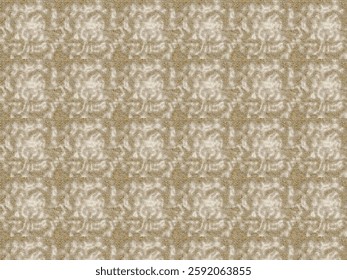 This texture features a repeating pattern with a fabric-like appearance. The background is a beige or brown tone, while the foreground consists of slightly raised white floral or ornamental designs.