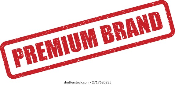 Este gráfico de sello rojo texturizado con texto "PREMIUM BRAND" es perfecto para transmitir alta calidad y excelencia en varios contextos comerciales.