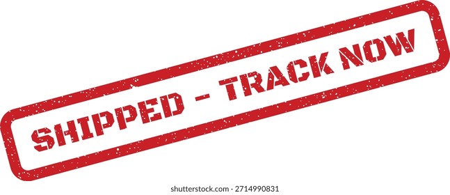This textured red stamp mark informs customers that their order has been dispatched and provides a clear call to action to track its journey.