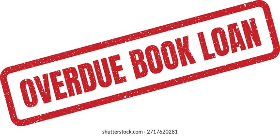 Este sello rojo texturizado significa un préstamo de libro vencido, perfecto para avisos de Biblioteca, administración escolar o seguimiento de recursos educativos prestados.