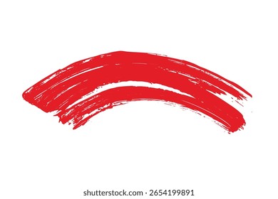 This textured, scarlet red brushstroke provides a striking accent on the clean, white background, conveying bold artistry and dramatic visual impact; perfect for artistic projects.