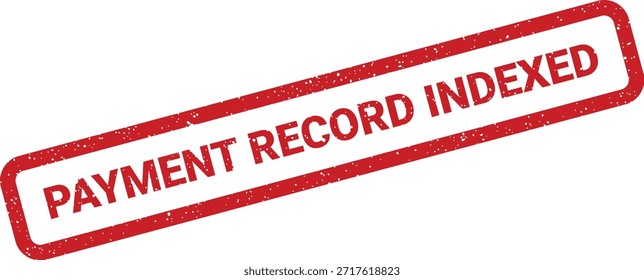 Este gráfico de sello de Vector texturizado muestra "Registro de pago indexado", adecuado para indicar el procesamiento de documentos, la entrada en la base de datos o el registro de transacciones financieras.