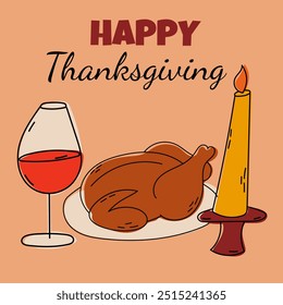 This Thanksgiving, enjoy a cozy dinner with loved ones featuring turkey, fine wine, and a delightful atmosphere