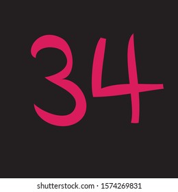 This is thirty-four numbers in a black square