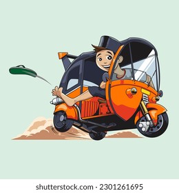 this three wheeled Auto Rickshaw is the iconic public transportation in Jakarta, Indonesia. but what if it modded into a racing version?