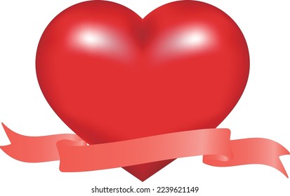 This is three-dimensional red heart and pink ribbon.