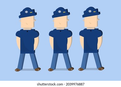 This is a three-dimensional themed illustration where three uniformed police officers are standing tall against a plain background.